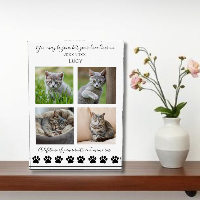 Paw Prints & Memories-Custom Pet-Cat Photo Block (Paw prints & Memories-Custom Pet-Cat Photo Block vertical)