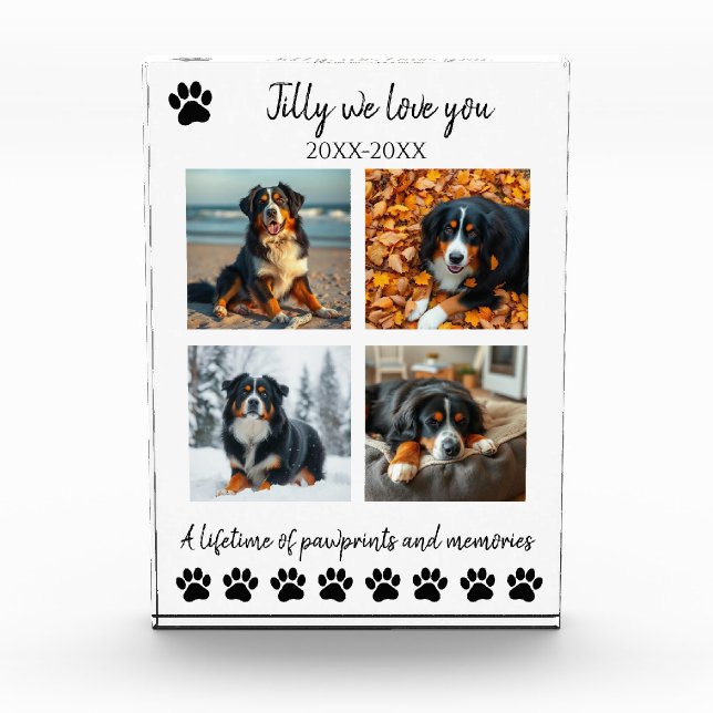 Paw Prints & Memories-Custom Pet-  Photo Block (Front)