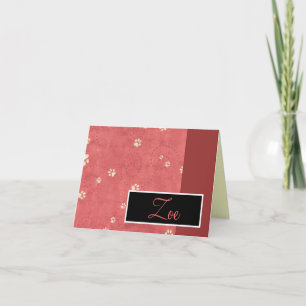 Paw Prints Note Card with Name