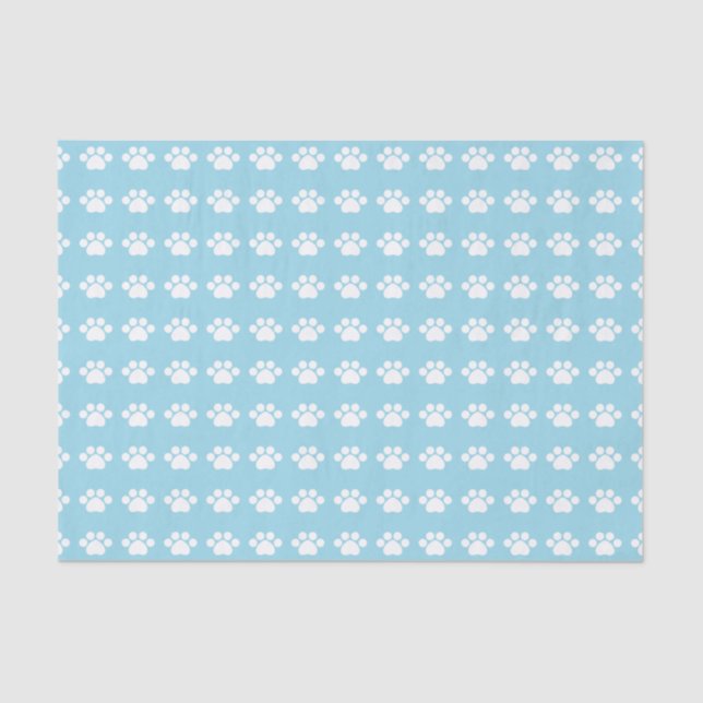 Paw Prints on Blue Background Tissue Paper (Front)