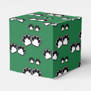 Paw Prints on Green Favor Box