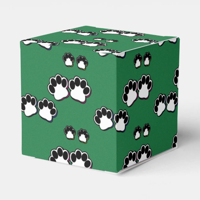 Paw Prints on Green Favor Box (Back Side)