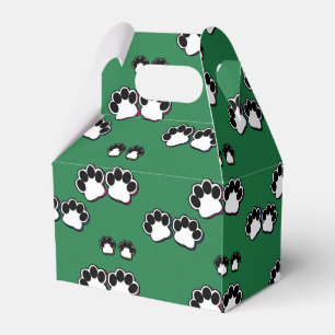 Paw Prints on Green Favor Box