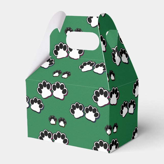 Paw Prints on Green Favor Box (Back Side)