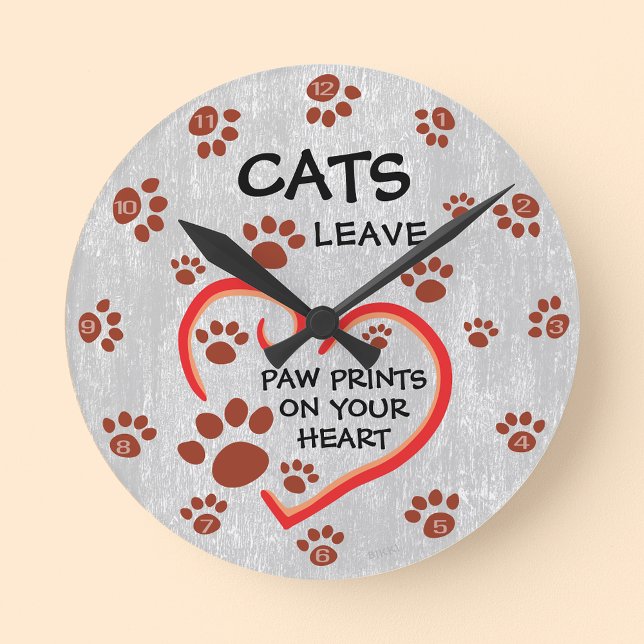 Paw Prints on Heart Decorative Wall Clock (Creator Uploaded)