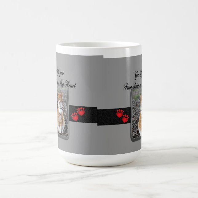 Paw Prints on My Heart Grey Coffee Mug (Center)