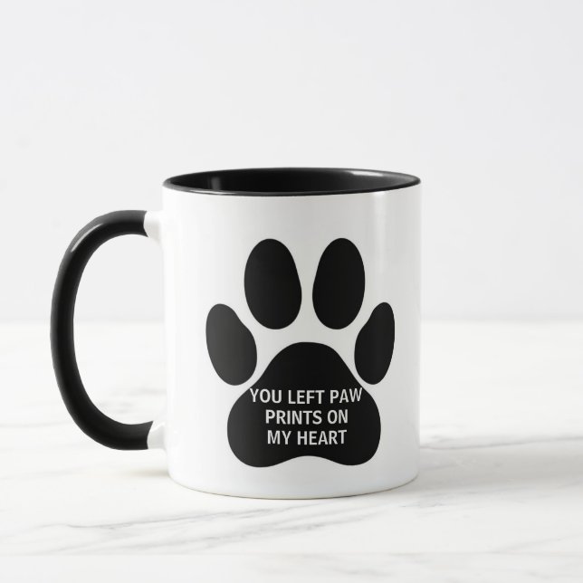 Paw Prints On My Heart Pet Memorial Mug (Gauche)