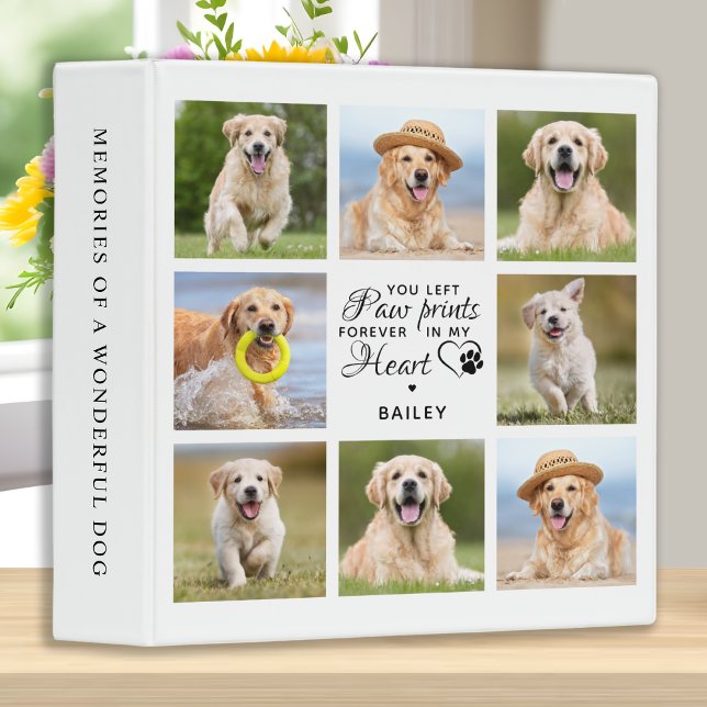 Paw Prints On My Heart Pet Memorial Photo Collage Binder (Creator Uploaded)