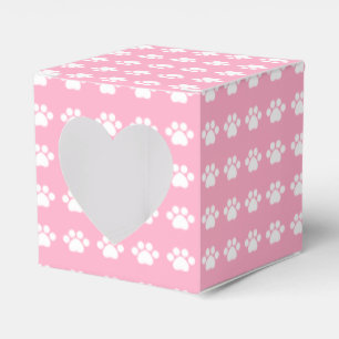 Paw Prints on Pink Background Favor Box