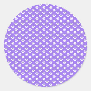 Paw Prints on Purple Classic Round Sticker