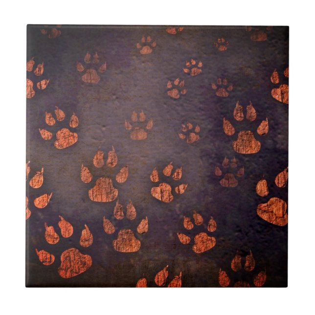 Paw Prints On the Floor Copper Brown |  Tile (Front)