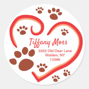Paw Prints On Your Heart Return Address Labels