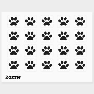 Paw Prints Pattern Custom Cute Black Stylish Square Sticker