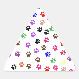 Paw Prints Pattern Design Triangle Sticker