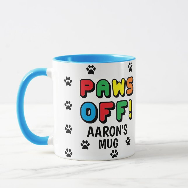 Paw prints Pattern Paws Off! Colourful Print Mug (Left)