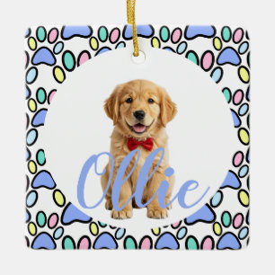 Paw Prints Personalised Dog Photo Ceramic Ornament