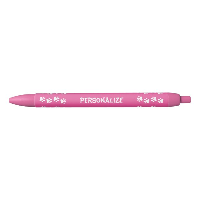 Paw Prints Personalize PINK Template Pen (Front)