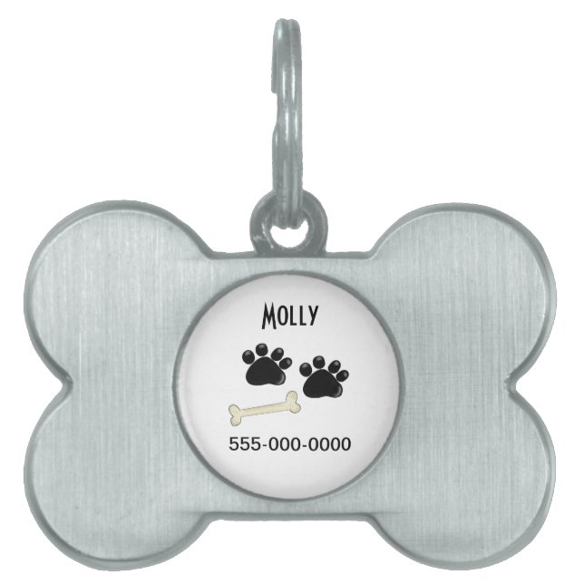 Paw Prints Pet Name Tag (Front)