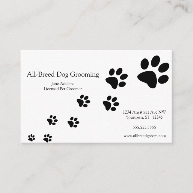 Paw Prints Pet Service Business Card (Front)