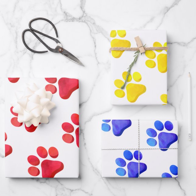 Paw Prints Pets Dogs Cats Gift Wrap Fun (Front)