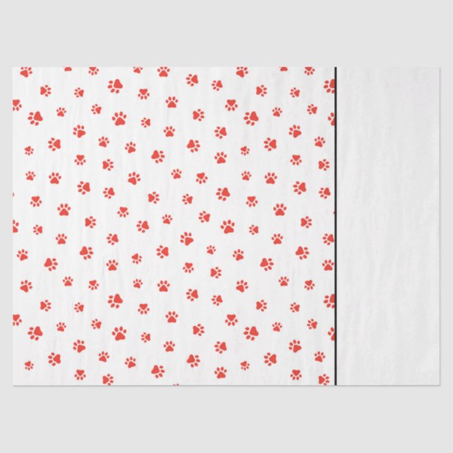Paw Prints Pets Dogs Cats Red Two Tone Fun Tissue Paper (Front)