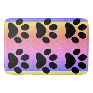 Paw Prints Pink Glitter Multicolor Rose Gold Ombre Bath Mat