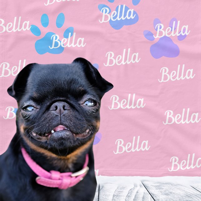 Paw Prints Pink Personalized Female Dog Name Fleece Blanket (Paw Prints Pink Personalized Female Dog Name Fleece Blanket
)