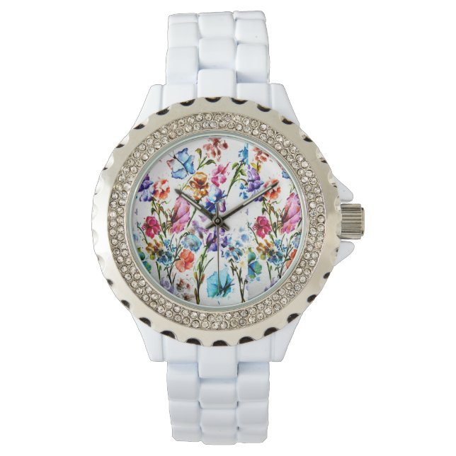 PAW PRINTS | RHINESTONE WHITE WATCH (Front)