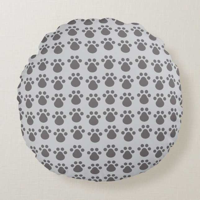 Paw Prints Round Pillow (Front)