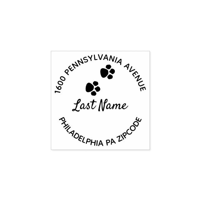 Paw Prints Round Rubber Stamp (Imprint)