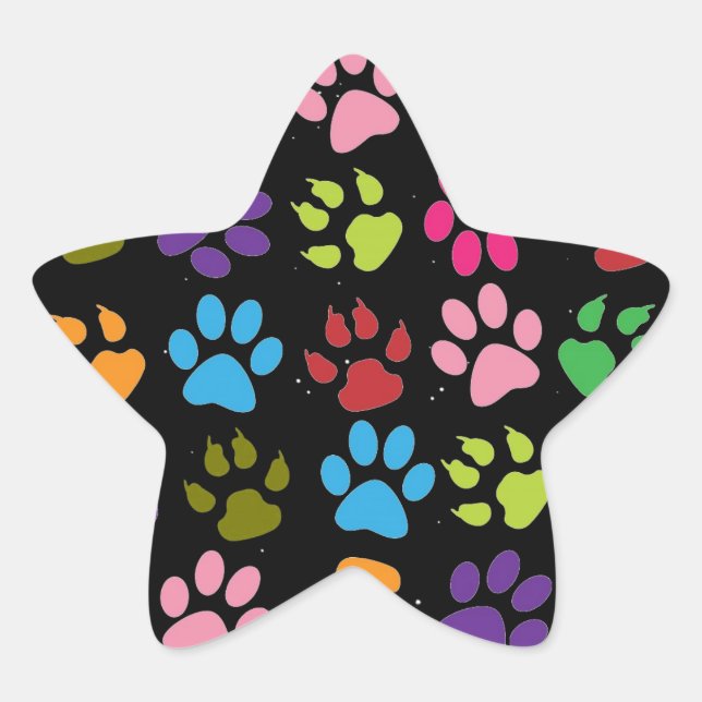 Paw Prints Star Sticker (Front)