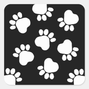 Paw Prints - Talk to the Paw! Black and White Square Sticker