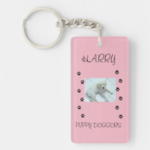 Paw Prints with 1 Pet's Photo and Name Keychain