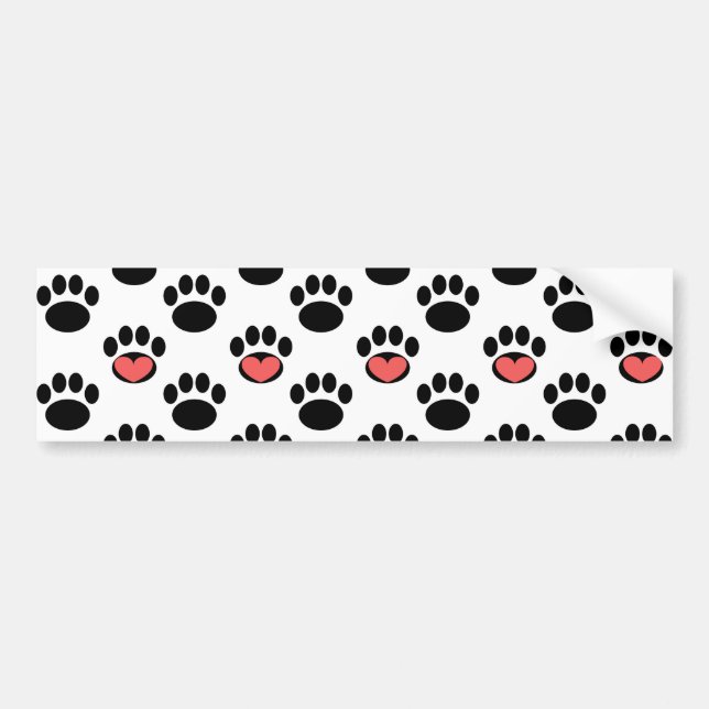 Paw Prints with Hearts Bumper Sticker (Front)