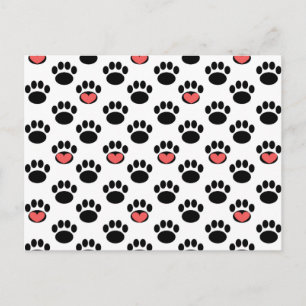 Paw Prints with Hearts Postcard