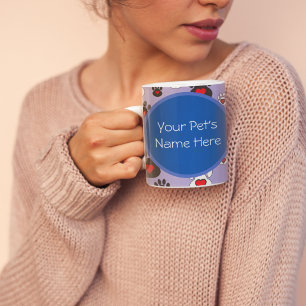 Paw Prints with red hearts on blue Personalized Coffee Mug