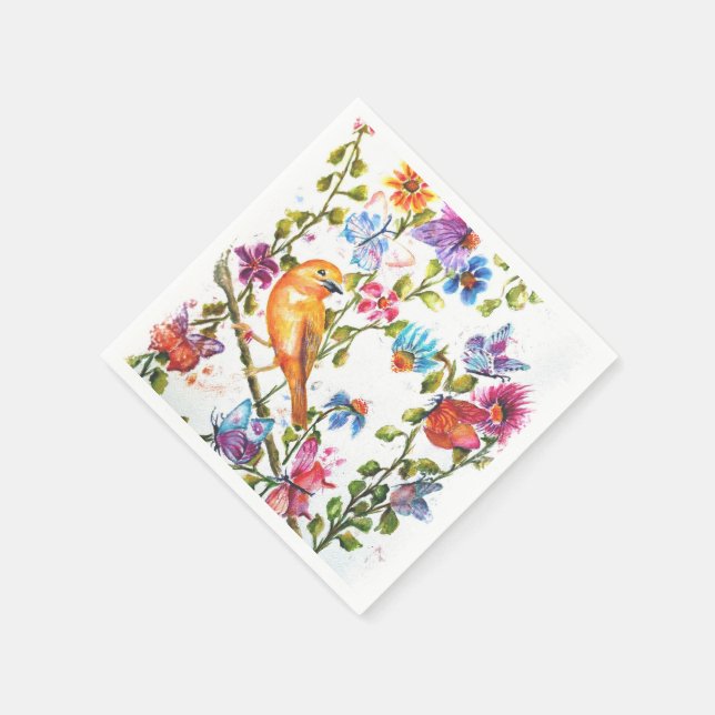 PAW PRINTS YELLOW BIRD PAPER NAPKINS (Corner)