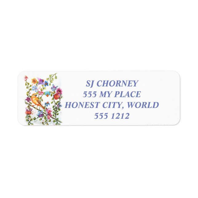 PAW PRINTS YELLOW BIRD RETURN ADDRESS LABELS (Front)