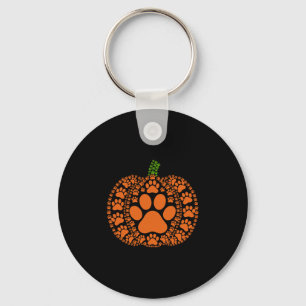 Paw Pumpkin Design Matching Halloween Thanksgiving Keychain