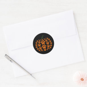 Paw Pumpkin Paw Print Dog Thanksgiving Classic Round Sticker
