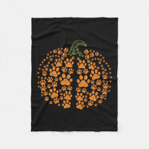 Paw Pumpkin Print Pumpkin Dog Women Halloween Than Fleece Blanket