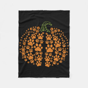 Paw Pumpkin Print Pumpkin Dog Women Halloween Than Fleece Blanket