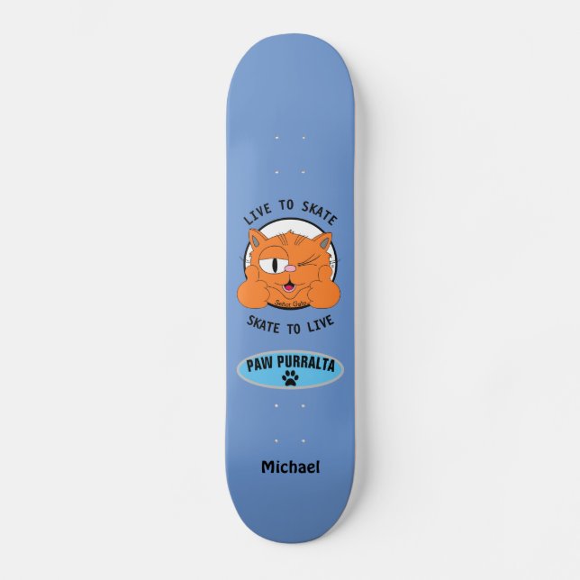Paw Purralta Cartoon Cat Senor Gato Skateboard (Front)