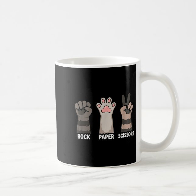 Paw Racoon Rock Paper Scissors Illustration Coffee Mug (Right)