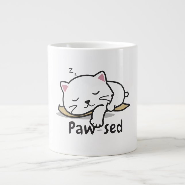 Paw-sed Cat Mug – Perfect for Sips & Snoozes (Front)