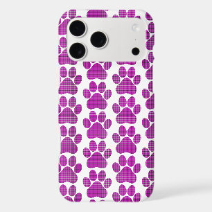 Paw Shape Plaid Purple Pink Dog Cat iPhone Case