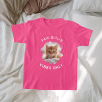 Paw-sitive vibes only cat photo girl pink