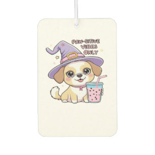 Paw-sitive Vibes Only � Cute Dog With Bubble Tea a Air Freshener