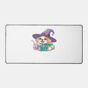 Paw-sitive Vibes Only – Cute Dog With Bubble Tea a Desk Mat