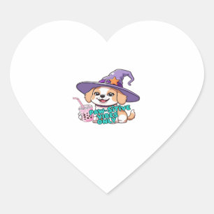 Paw-sitive Vibes Only – Cute Dog With Bubble Tea a Heart Sticker